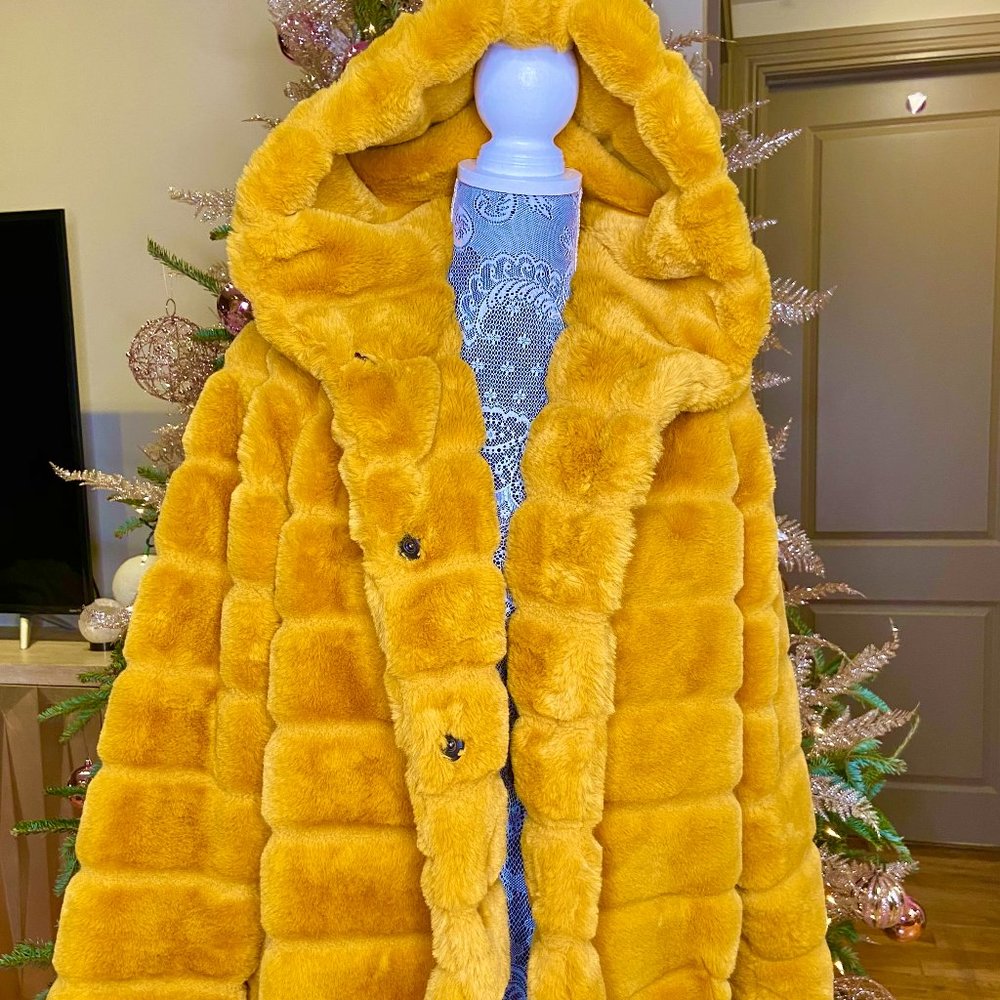 Yellow Gold Faux Fur Jacket